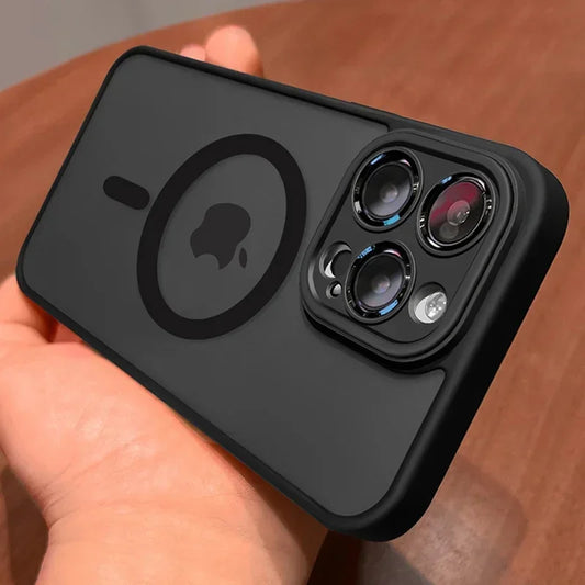 Coque de protection magnétique translucide pour iPhone
