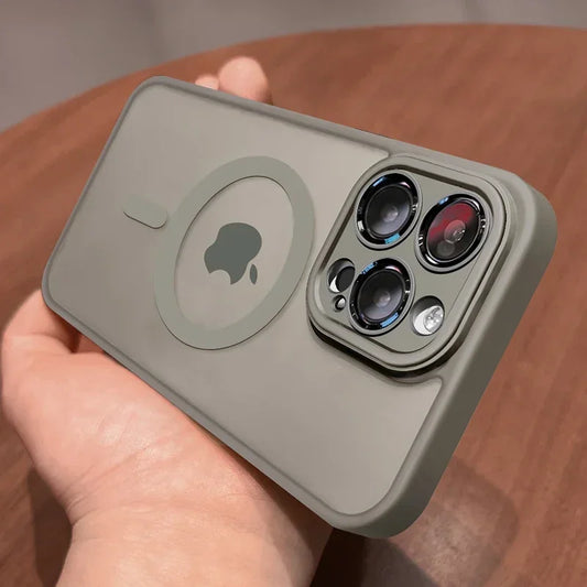Coque de protection magnétique translucide pour iPhone